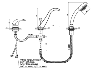 Смеситель на борт ванны Rav Slezak Dunaj D461.5S хром